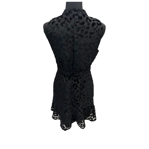 Ann Taylor Velvet Cheetah Mock Neck Mini Dress Black 2 Petite - Picture 5 of 11